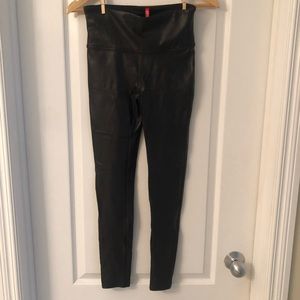 faux leather high waist spanx leggings